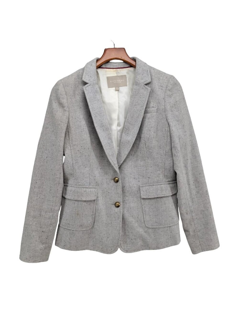 Banana Republic Blazer Jacket Womens Grey Speckled Wool Blend Size 8